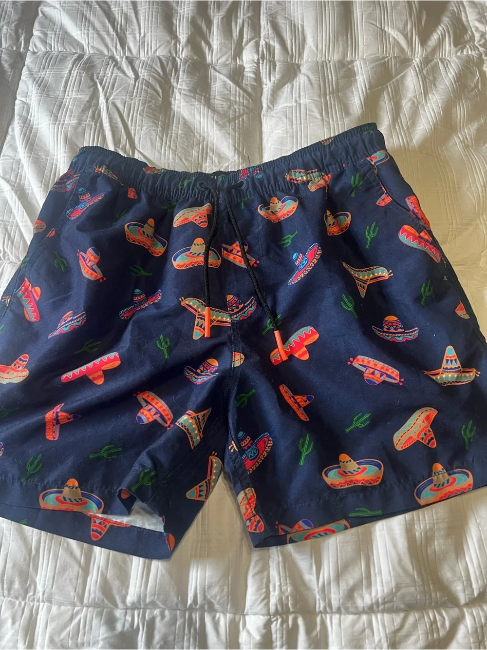 Men's Navy Sombrero Print Swim Shorts/hy